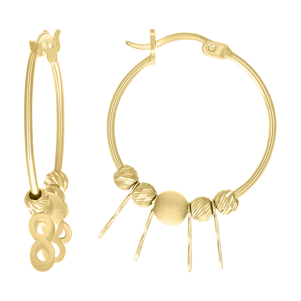10kt 10k Yellow Gold Womens Infinity Yellow Beaded Hoop Earrings